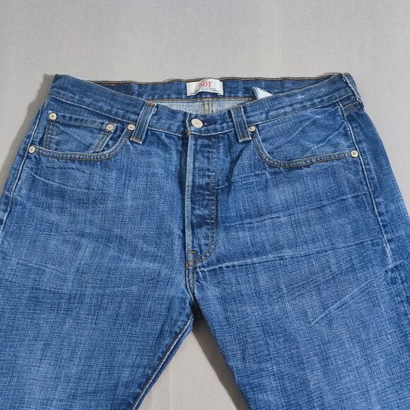 Levi's 501 jeans men's size 34/32 denim blue classic button fly Vintage Y2K - Picture 2 of 14